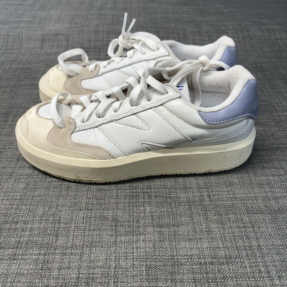 New Balance CT302 Platform Sneakers White  Blue Leather Low Top Men 6.5 Women 8